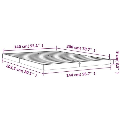 Sengeramme 140x200 cm massivt fyrretræ