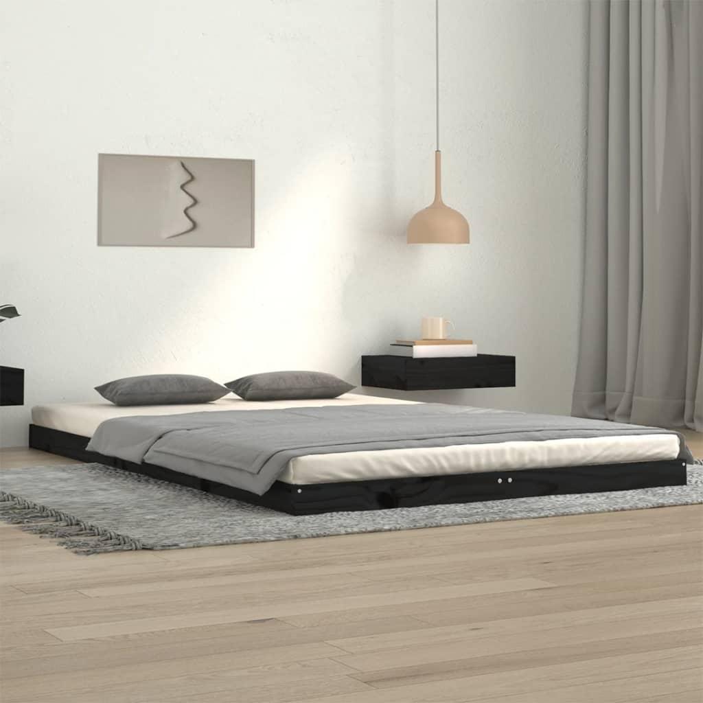 Sengeramme 120x200 cm massivt fyrretræ sort