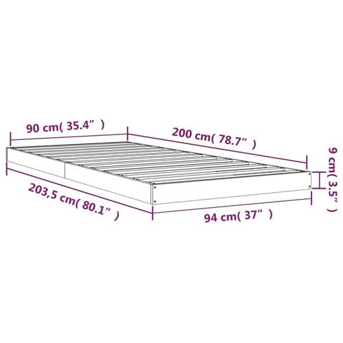 Sengeramme 90x200 cm massivt fyrretræ