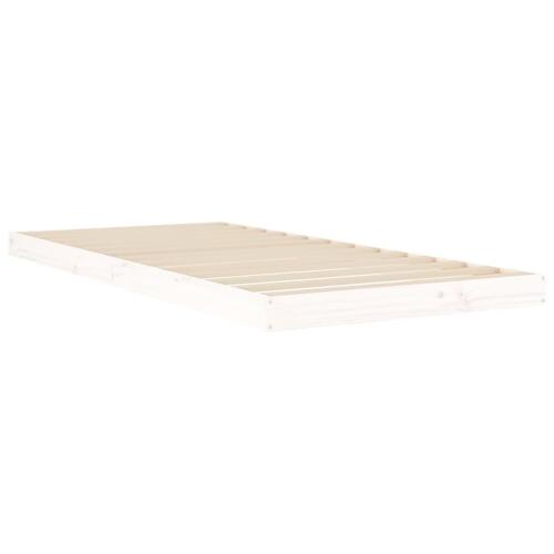 Sengeramme 90x200 cm massivt fyrretræ hvid