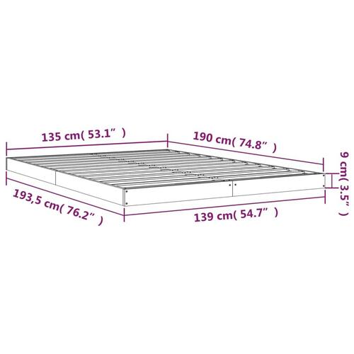 Sengeramme 135x190 cm massivt fyrretræ