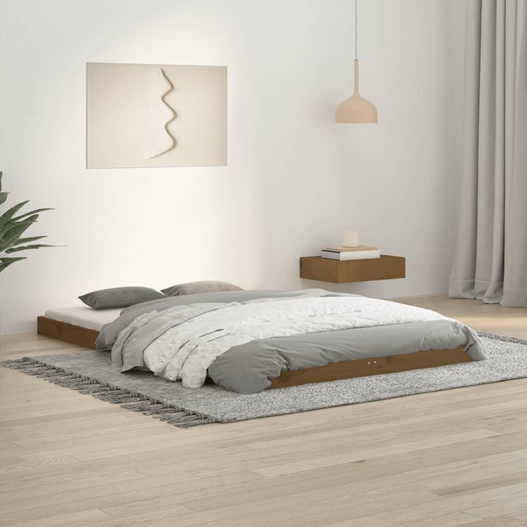 Sengeramme 120x190 cm Small Double massivt fyrretræ gyldenbrun