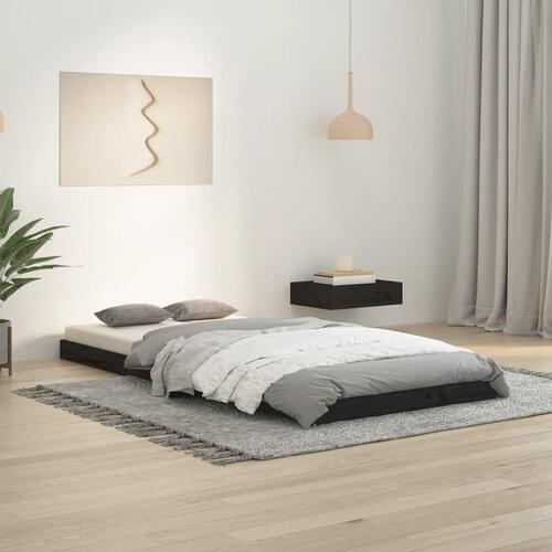 Sengeramme 90x200 cm massivt fyrretræ sort