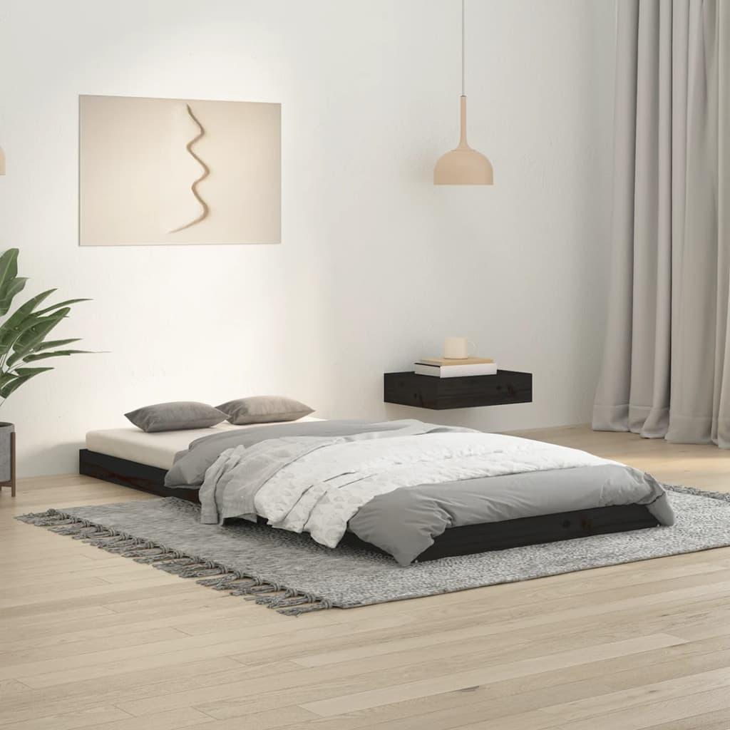 Sengeramme 90x200 cm massivt fyrretræ sort