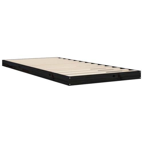 Sengeramme 90x200 cm massivt fyrretræ sort