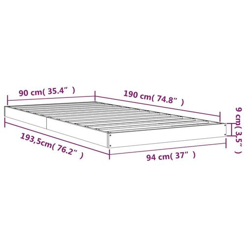 Sengeramme 90x190 cm massivt fyrretræ