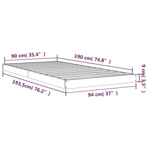 Sengeramme 90x190 cm massivt fyrretræ hvid