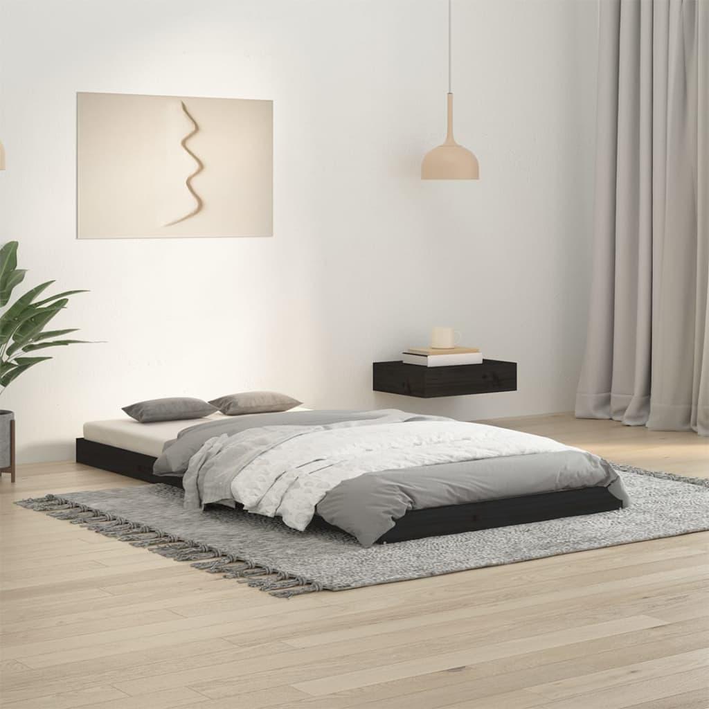 Sengeramme 90x190 cm massivt fyrretræ sort