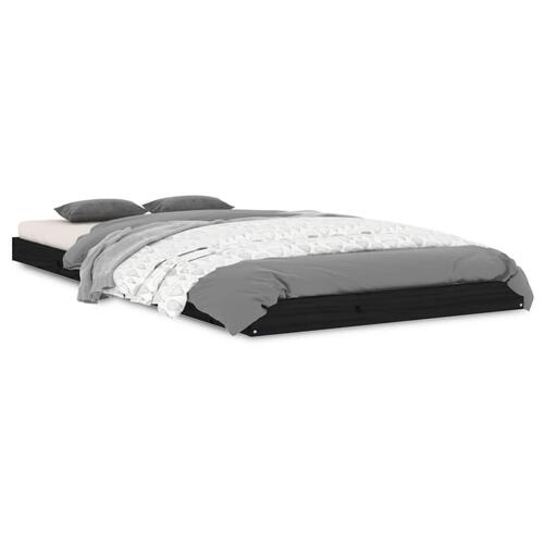 Sengeramme 90x190 cm massivt fyrretræ sort