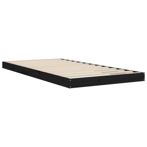 Sengeramme 90x190 cm massivt fyrretræ sort