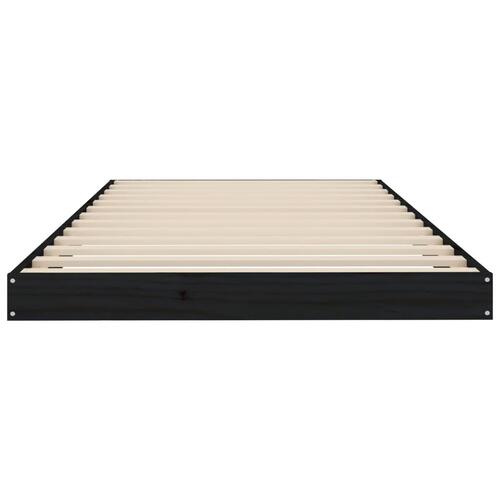 Sengeramme 90x190 cm massivt fyrretræ sort