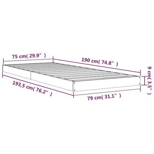 Sengeramme 75x190 cm Small Single massivt fyrretræ hvid