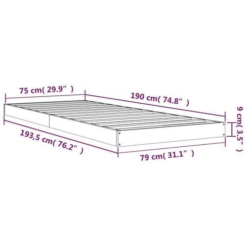 Sengeramme 75x190 cm Small Single massivt fyrretræ grå