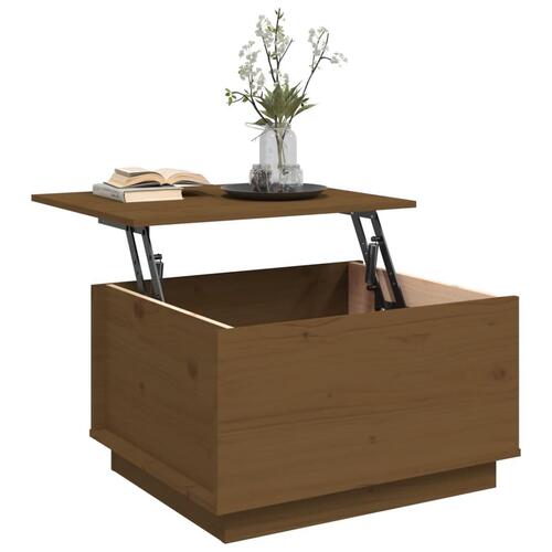Sofabord 60x50x35 cm massivt fyrretræ gyldenbrun