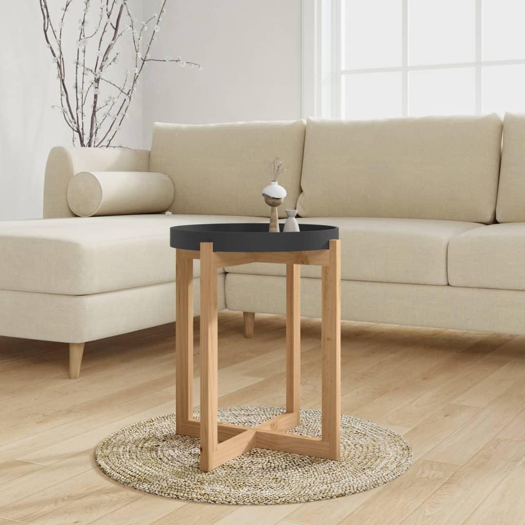 Sofabord 41x41x48,5 cm konstrueret træ og massivt fyrretræ sort