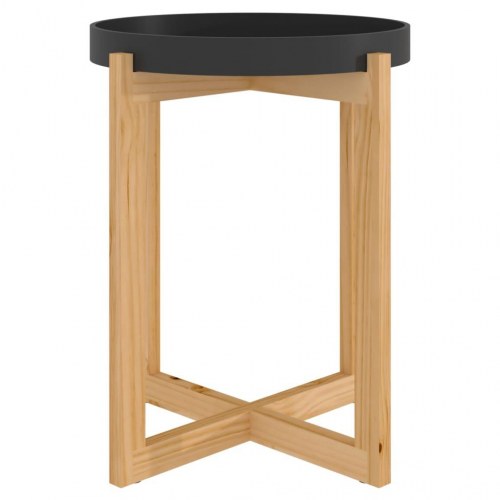 Sofabord 41x41x48,5 cm konstrueret træ og massivt fyrretræ sort