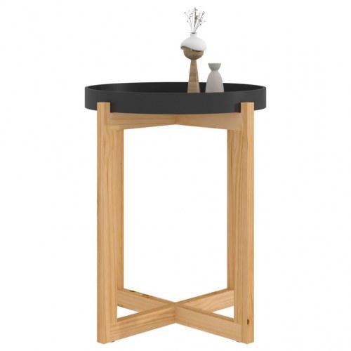 Sofabord 41x41x48,5 cm konstrueret træ og massivt fyrretræ sort