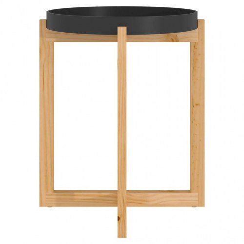 Sofabord 41x41x48,5 cm konstrueret træ og massivt fyrretræ sort
