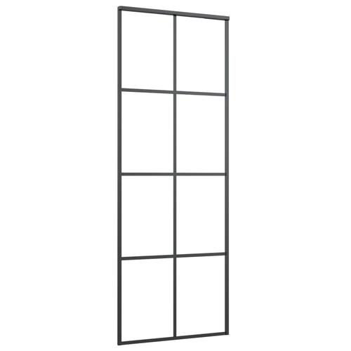 Skydedør med hardwaresæt 76x205 cm sikkerhedsglas aluminium