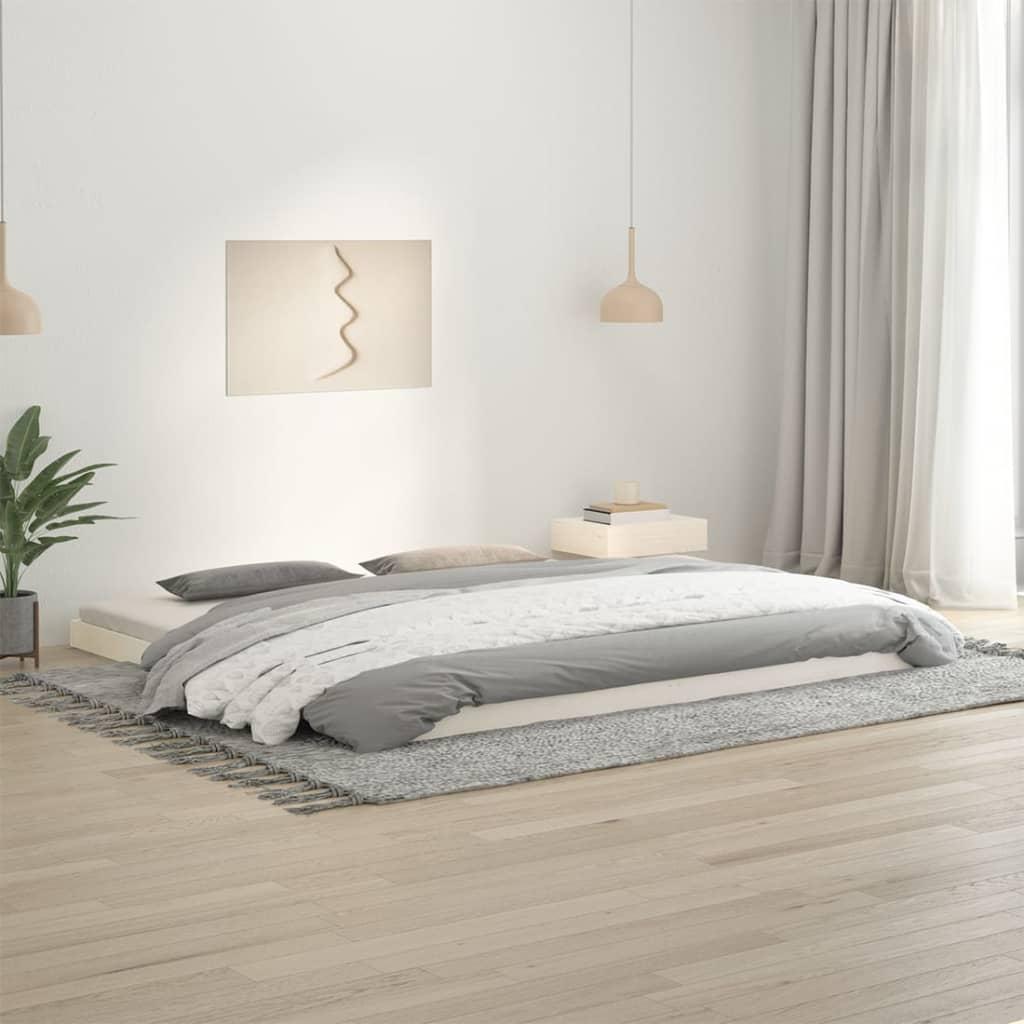Sengeramme 200x200 cm massivt fyrretræ hvid
