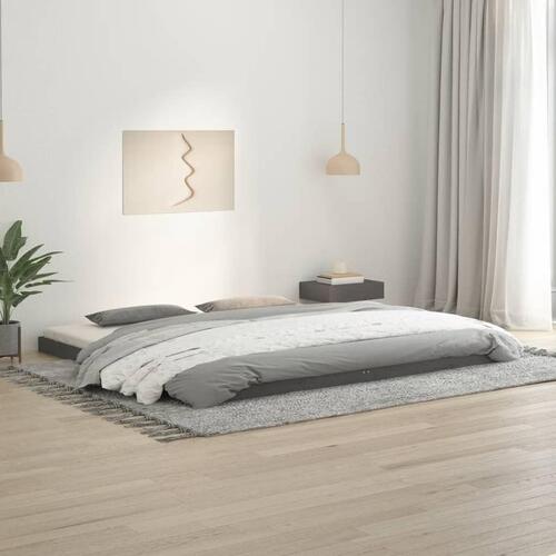 Sengeramme 200x200 cm massivt fyrretræ grå