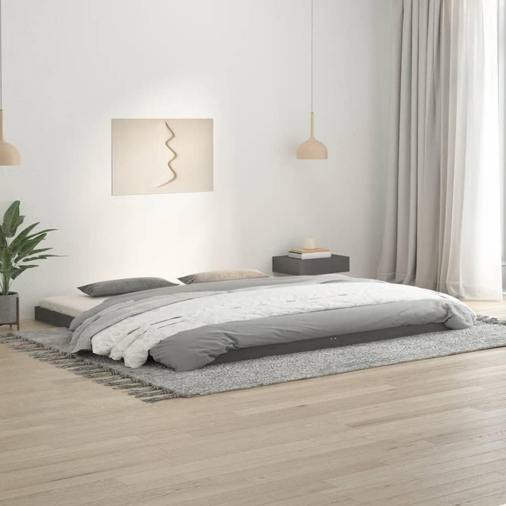 Sengeramme 200x200 cm massivt fyrretræ grå