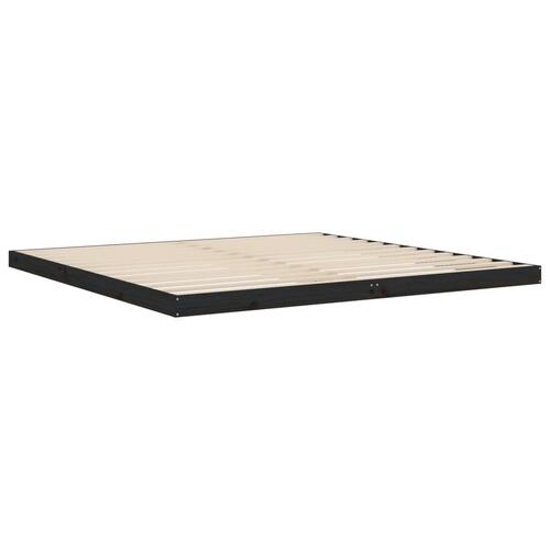 Sengeramme 200x200 cm massivt fyrretræ sort