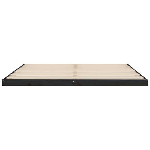 Sengeramme 200x200 cm massivt fyrretræ sort