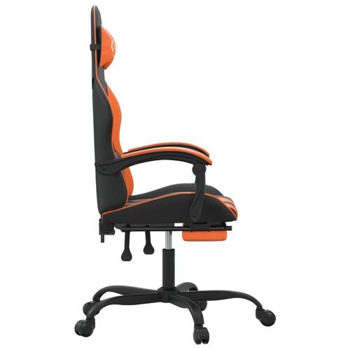 Drejelig gamingstol med fodstøtte kunstlæder sort og orange