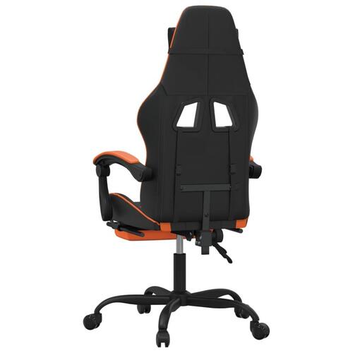 Drejelig gamingstol med fodstøtte kunstlæder sort og orange