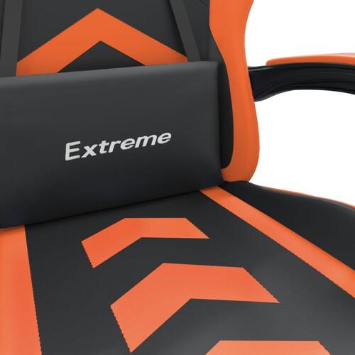 Drejelig gamingstol med fodstøtte kunstlæder sort og orange