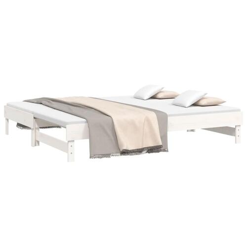 Daybed med udtræk 2x(100x200) cm massivt fyrretræ hvid