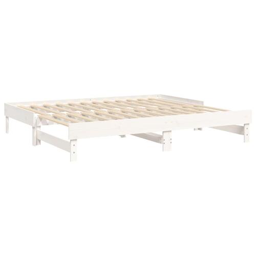 Daybed med udtræk 2x(100x200) cm massivt fyrretræ hvid