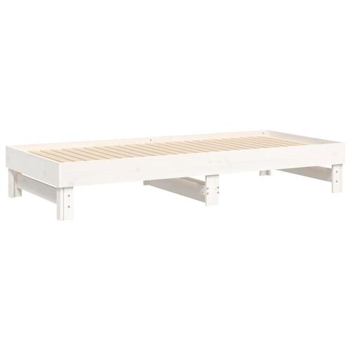 Daybed med udtræk 2x(100x200) cm massivt fyrretræ hvid