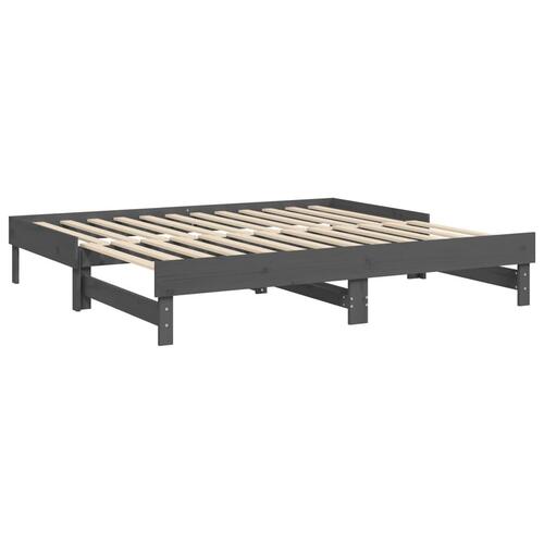 Daybed med udtræk 2x(90x190) cm massivt fyrretræ grå