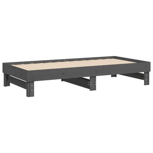 Daybed med udtræk 2x(90x190) cm massivt fyrretræ grå