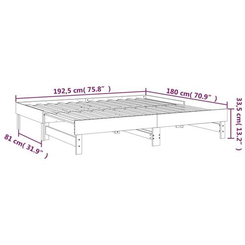 Daybed med udtræk 2x(90x190) cm massivt fyrretræ grå