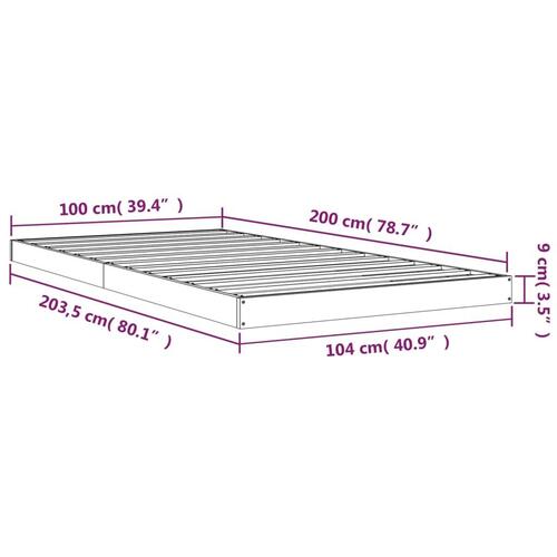 Sengeramme 100x200 cm massivt fyrretræ sort