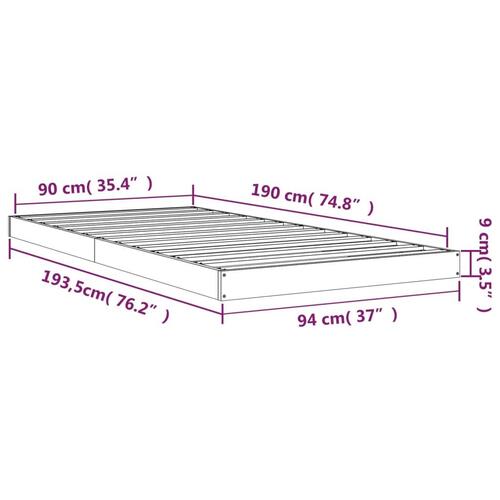 Sengeramme 90x190 cm Single massivt fyrretræ grå