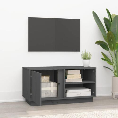 Tv-bord 80x35x40,5 cm massivt fyrretræ grå