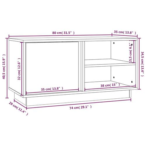 Tv-bord 80x35x40,5 cm massivt fyrretræ grå