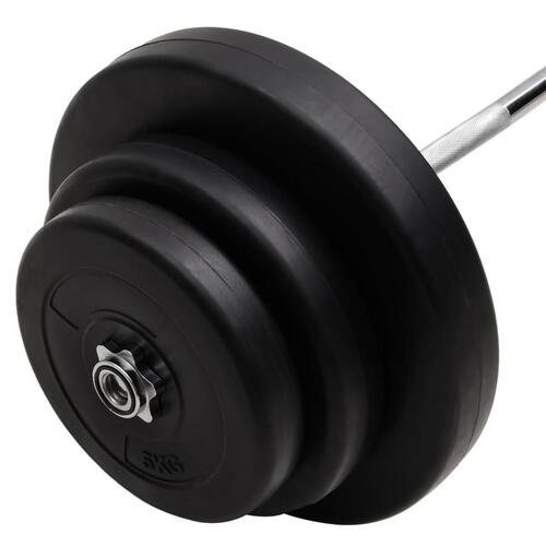 Curl-vægtstang med skiver 60 kg