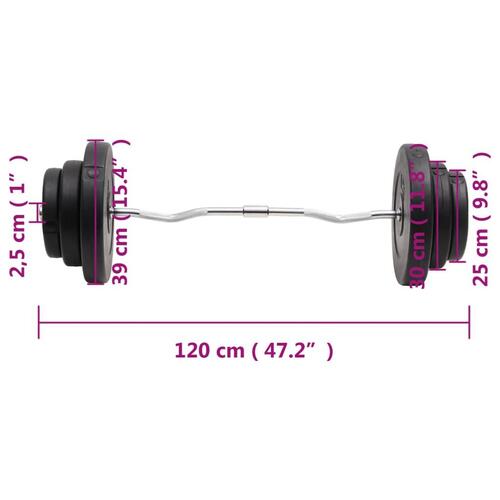 Curl-vægtstang med skiver 60 kg