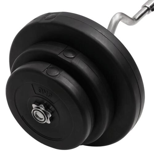 Curl-vægtstang med skiver 60 kg
