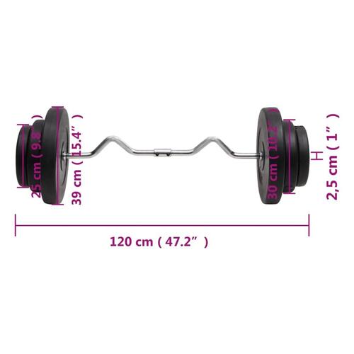 Curl-vægtstang med skiver 60 kg