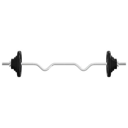 Vægtstang med skiver 60 kg støbejern og forkromet stål
