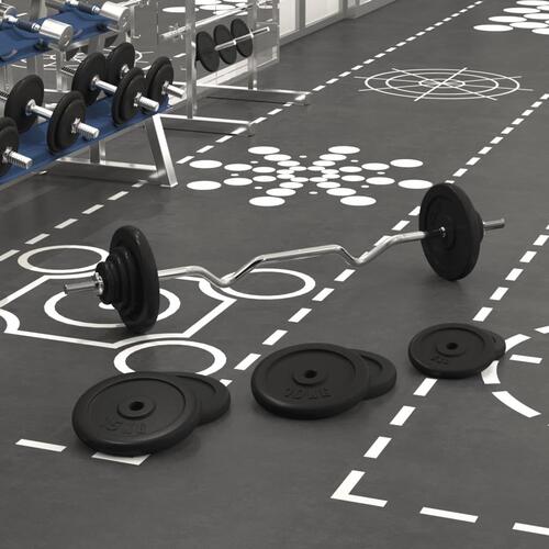 Vægtstang med skiver 90 kg støbejern og forkromet stål