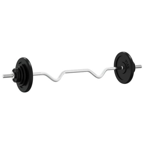 Vægtstang med skiver 90 kg støbejern og forkromet stål