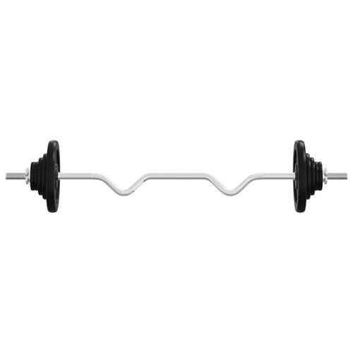 Vægtstang med skiver 90 kg støbejern og forkromet stål