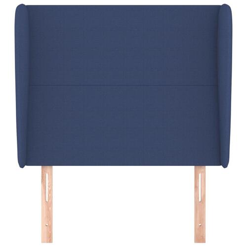 Sengegavl med kanter 103x23x118/128 cm stof blå